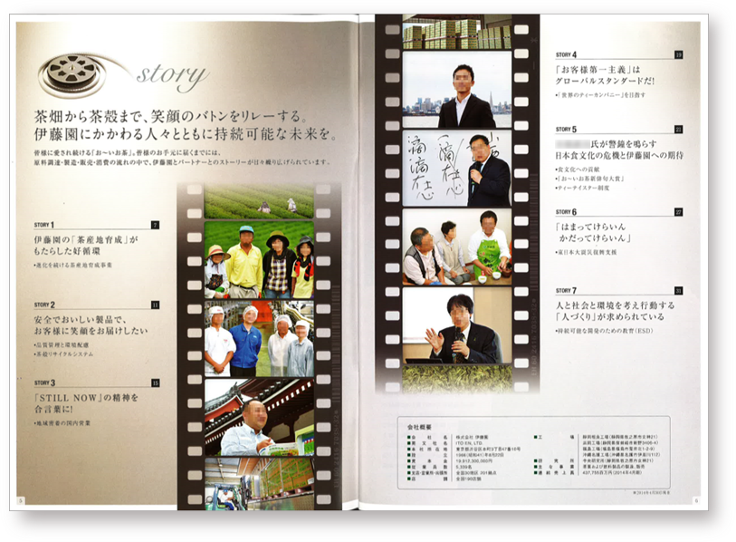 2013年に伊藤園が発行したコミュニケーションブックでは 映画をモチーフに、伊藤園とパートナーのストーリーを7つ紹介。
