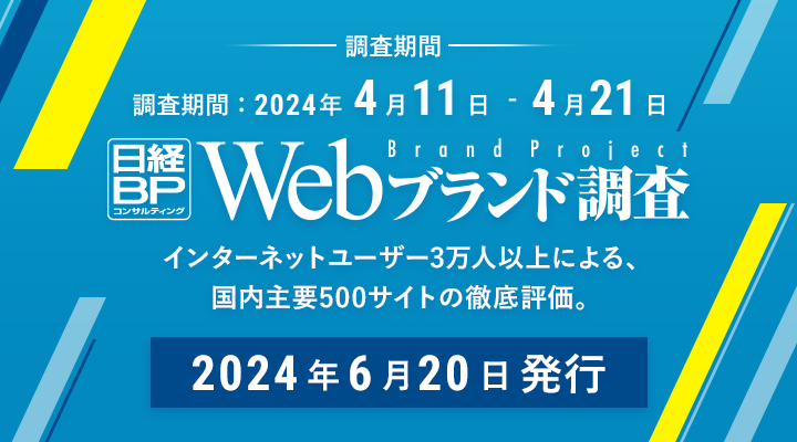日経BPコンサルティング Webブランド調査 インターネットユーザー3万人以上による、国内主要500サイトの徹底評価。