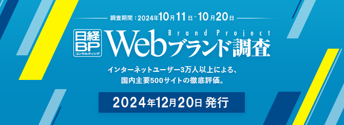 日経BPコンサルティング Webブランド調査 インターネットユーザー3万人以上による、国内主要500サイトの徹底評価。