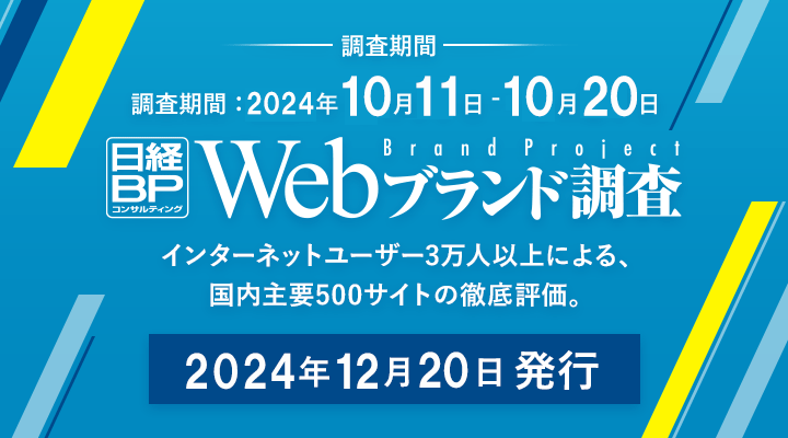 日経BPコンサルティング Webブランド調査 インターネットユーザー3万人以上による、国内主要500サイトの徹底評価。